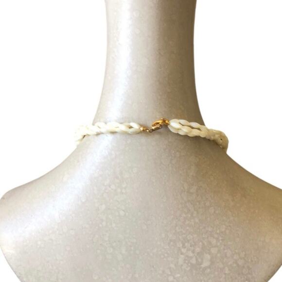 Retro Beach Theme Multi White Intertwined Ropes Pink Beads Boho Chic Necklace - Picture 8 of 8